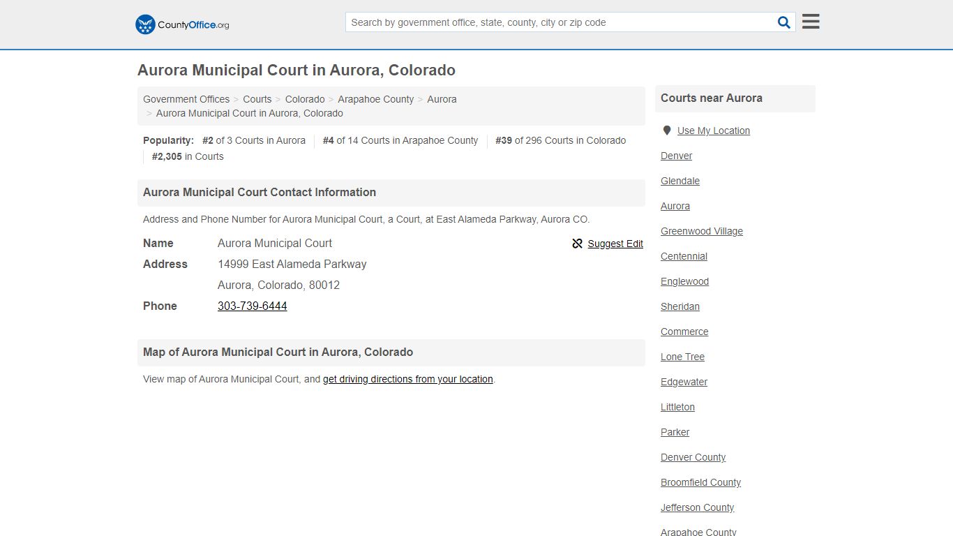 Aurora Municipal Court - Aurora, CO (Address and Phone)